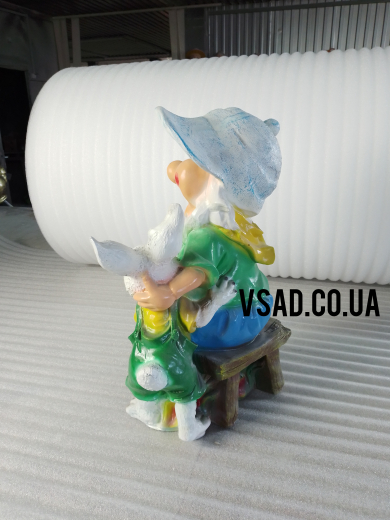 Садова фігура Гном з кроликом Садова фігура Гном з кроликом